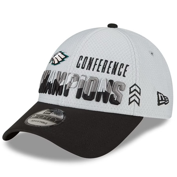 Philadelphia Eagles New Era Gray/Black 2022 NFC Champions Locker Room 9FORTY Hat - Picture 3 of 4